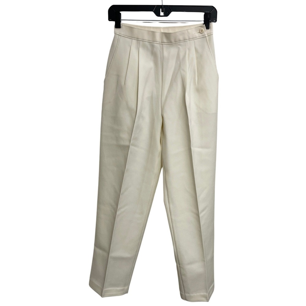 Vintage 70s Bend Over Levi's USA Cream Pleated High‎ Rise Trousers Pants Size 4